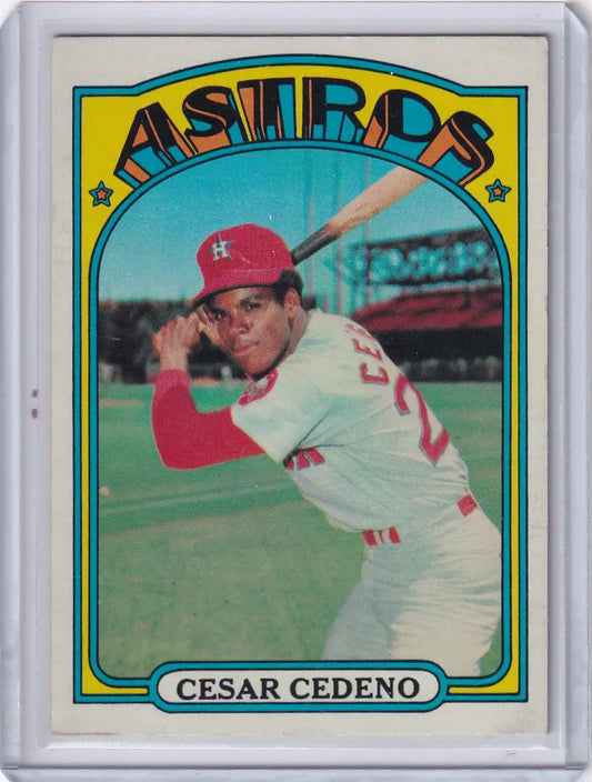 Vintage 1972 Topps Baseball card of Cesar Cedeno in Houston Astros uniform