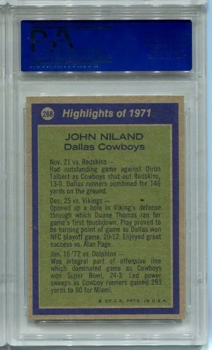1972 Topps Football #268 John Niland All-Pro PSA 9 Dallas Cowboys High #