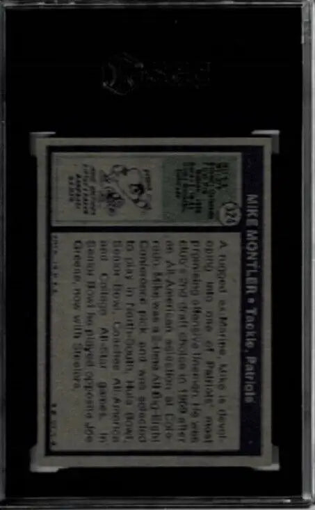 1972 Topps Football NFL Mike Montler #324 trading card for New England Patriots SGC 7 NMT