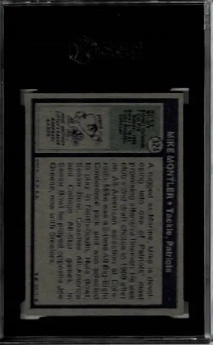 1972 Topps Football NFL Mike Montler #324 trading card for New England Patriots SGC 7 NMT