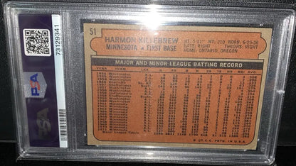 1972 Topps Harmon Killebrew baseball card with autograph, graded VG 3, Auto 10, HOF Twins