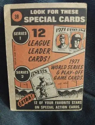 1972 Topps - In Action Carl Yastrzemski #38. Boston Red Sox. VG-EX