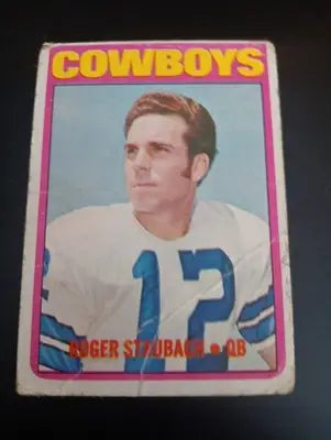 1972 Topps - Roger Staubach #200 (RC). *low grade. creased. Dallas Cowboys. PR
