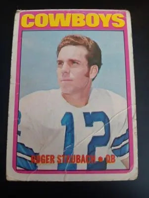 1972 Topps - Roger Staubach #200 (RC). *low grade. creased. Dallas Cowboys. PR