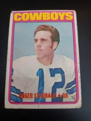 1972 Topps - Roger Staubach #200 (RC). *low grade. creased. Dallas Cowboys. PR