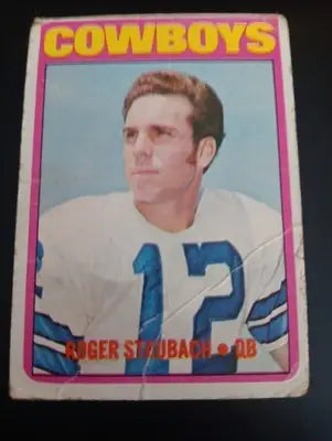 1972 Topps - Roger Staubach #200 (RC). *low grade. creased. Dallas Cowboys. PR