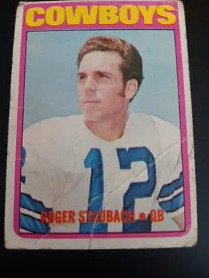 1972 Topps - Roger Staubach #200 (RC). *low grade. creased. Dallas Cowboys. PR