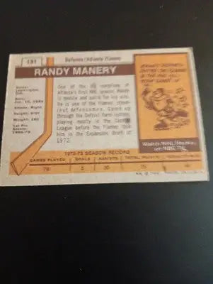 1973-74 Topps - Randy Manery #131. Flames. NHL. EX