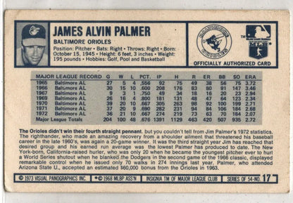 1973 Kellogg’s Pro Super Stars Baseball Base Card featuring James Alvin Palmer Jim Palmer