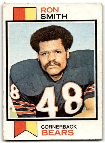 Original gloss Ron Smith football card from 1973 Topps G Good Bears series