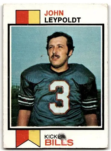 Vintage football card of John Leypoldt with original gloss from 1973 Topps F Fair Bills