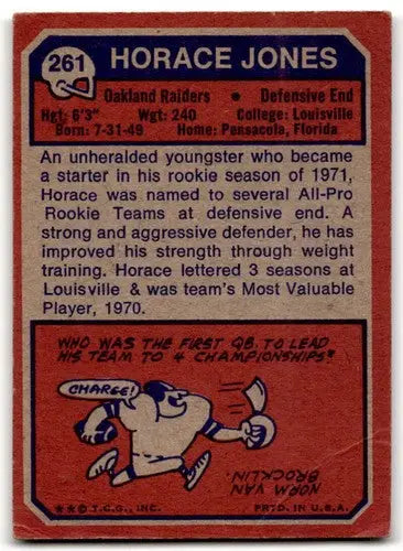 Horace Jones P Poor football card from 1973 Topps with original gloss display