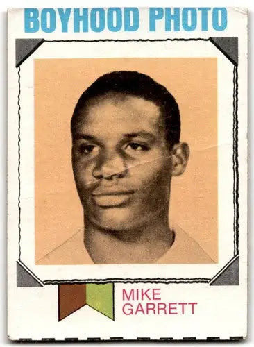 Original gloss Mike Garrett Boyhood Photo trading card featuring Garrett P Poor Chargers ID 43103
