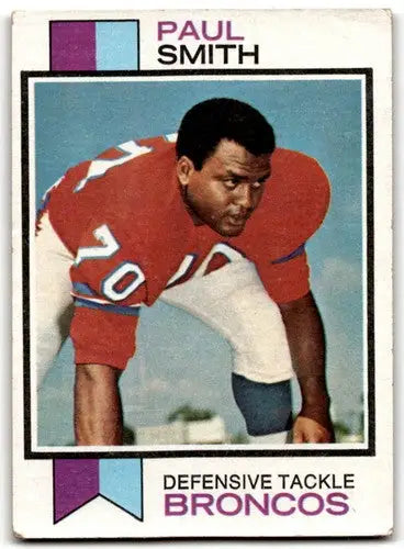 Vintage Paul Smith football card 1973 Topps original gloss Smith P Poor Broncos ID 43114