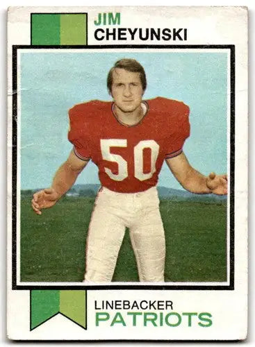 Vintage Jim Cheyunski football card 1973 Topps F Fair Patriots with original gloss