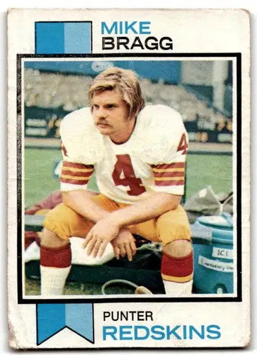 Original gloss Mike Bragg football card featuring 1973 Topps #47 Bragg P Poor Redskins