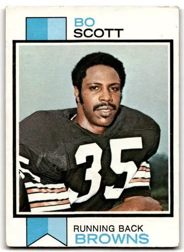 Original gloss 1973 Topps Bo Scott football card featuring Scott G Good Browns ID 43129