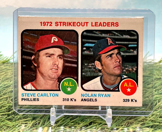 1972 Baseball Card of Steve Carlton and Nolan Ryan, featured as Strikeout Leaders