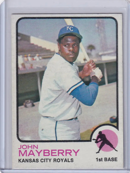 1973 Topps Baseball #118 John Mayberry Kansas City Royals trading card display