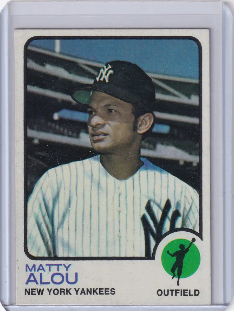 1973 Topps Baseball #132 Matty Alou card featuring the New York Yankees