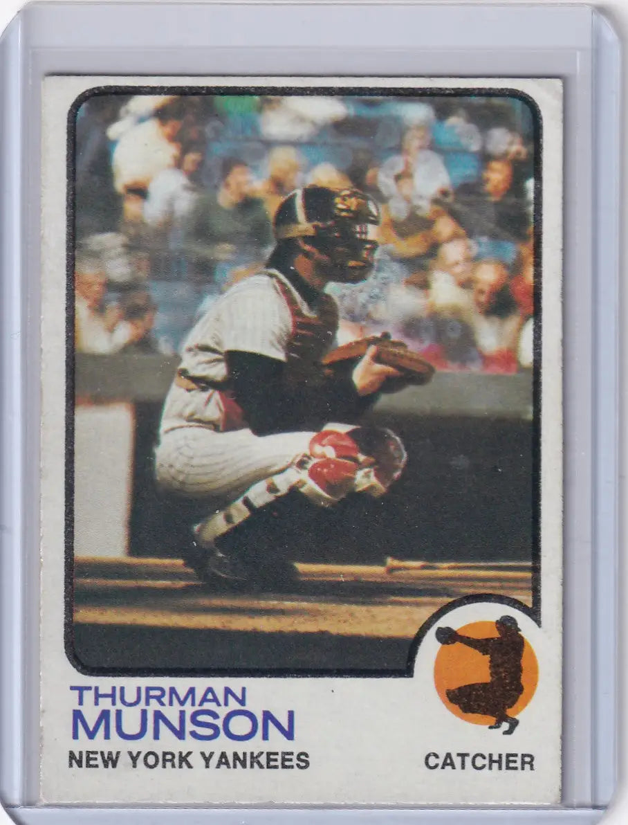 1973 Topps Baseball #142 Thurman Munson New York Yankees baseball card display