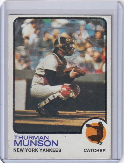 1973 Topps Baseball #142 Thurman Munson New York Yankees baseball card display