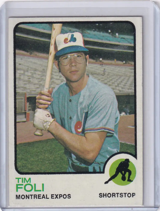 Tim Foli 1973 Topps Baseball card featuring Montreal Expos player Tim Foli