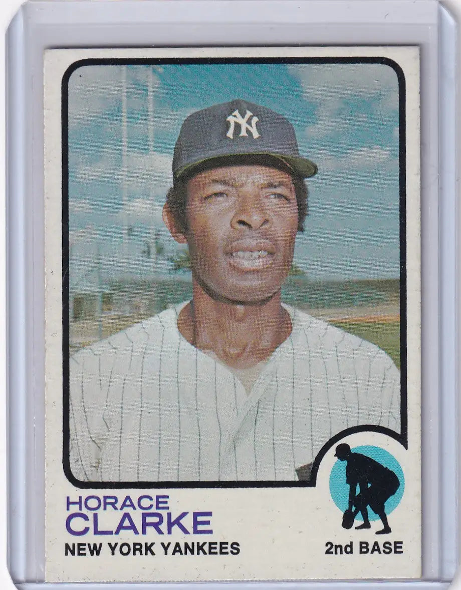 1973 Topps Baseball card of Horace Clarke, New York Yankees player collectible