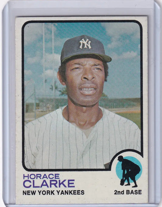 1973 Topps Baseball card of Horace Clarke, New York Yankees player collectible