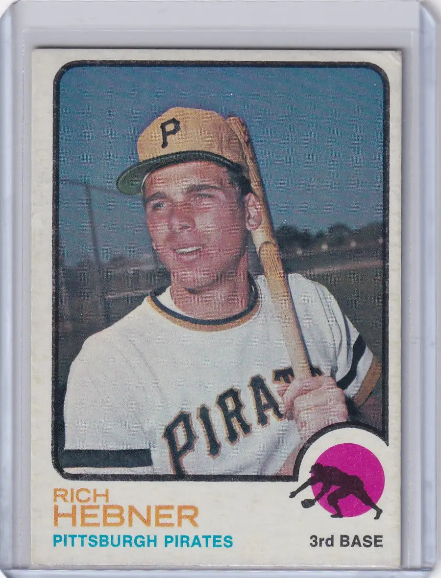 1973 Topps Baseball #2 Richie Hebner card featuring Pittsburgh Pirates player