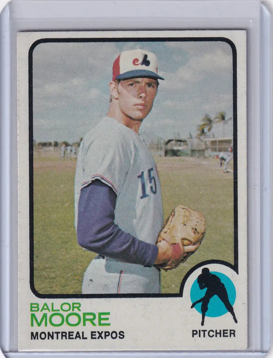 Balor Moore 1973 Topps Baseball card featuring Montreal Expos player