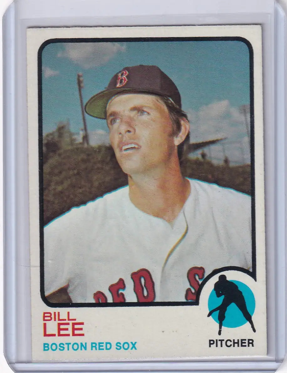 1973 Topps Baseball #224 Bill Lee card featuring Boston Red Sox pitcher