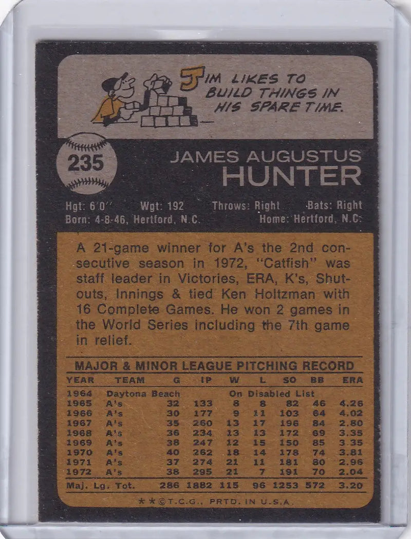1973 Topps Baseball #235 Jim Hunter - Oakland Athletics