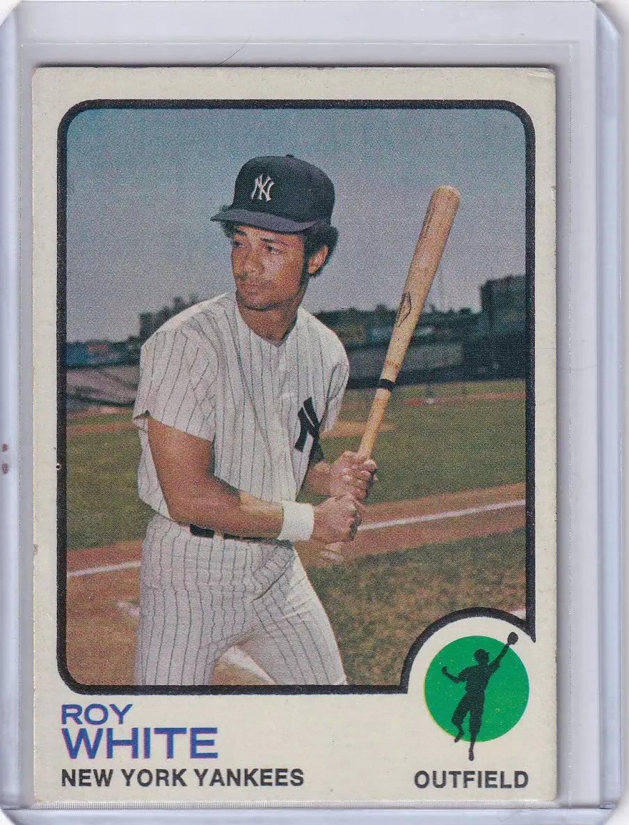 1973 Topps Baseball #25 Roy White card featuring New York Yankees player design