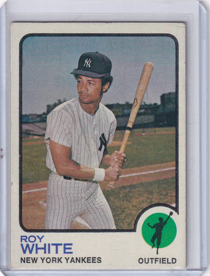 1973 Topps Baseball #25 Roy White card featuring New York Yankees player design