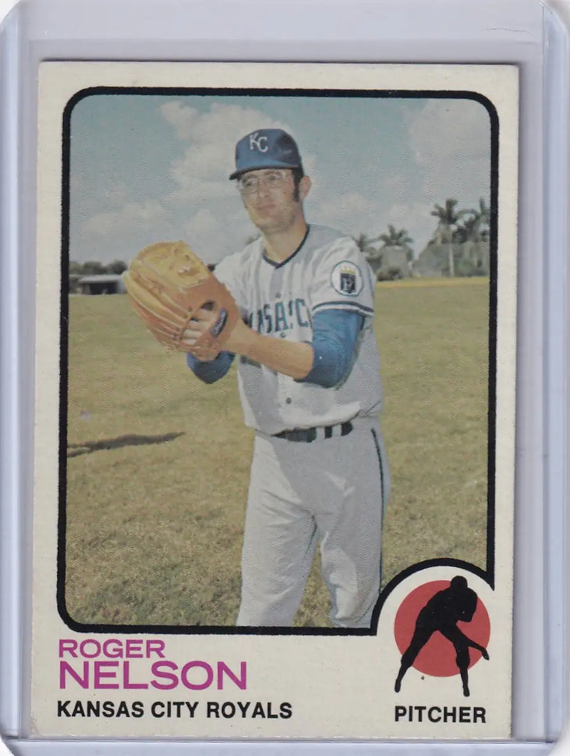 1973 Topps Baseball #251 card featuring Roger Nelson of the Kansas City Royals