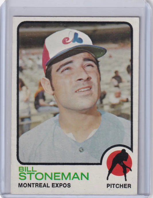 1973 Topps Baseball #254 Bill Stoneman trading card featuring Montreal Expos pitcher