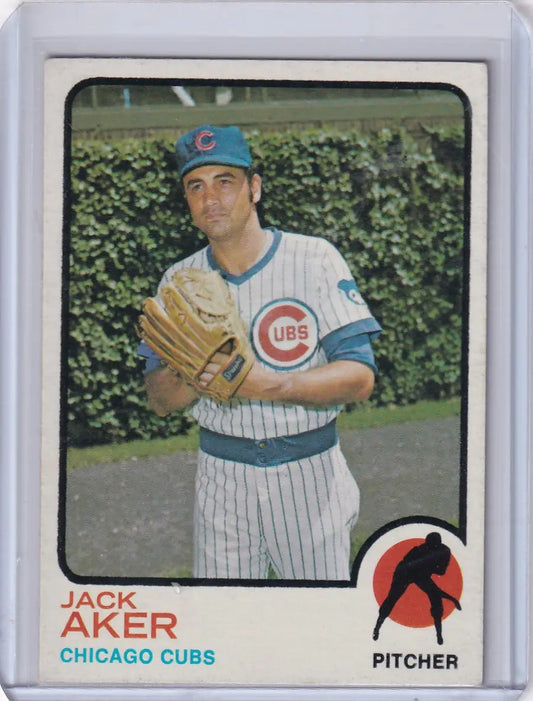 Jack Aker baseball card from 1973 Topps Baseball, featuring Chicago Cubs player