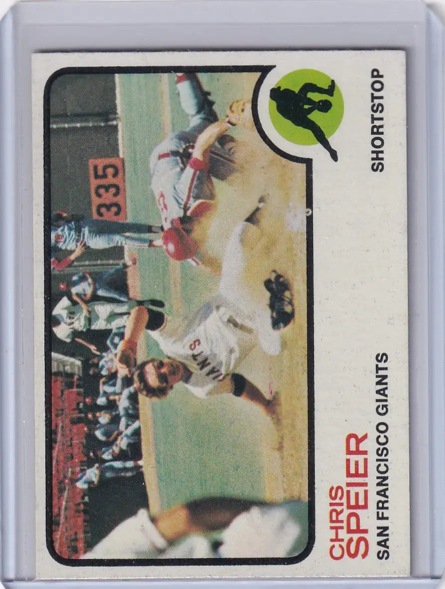 Vintage Topps Baseball card of Chris Speier from the San Francisco Giants, 1973