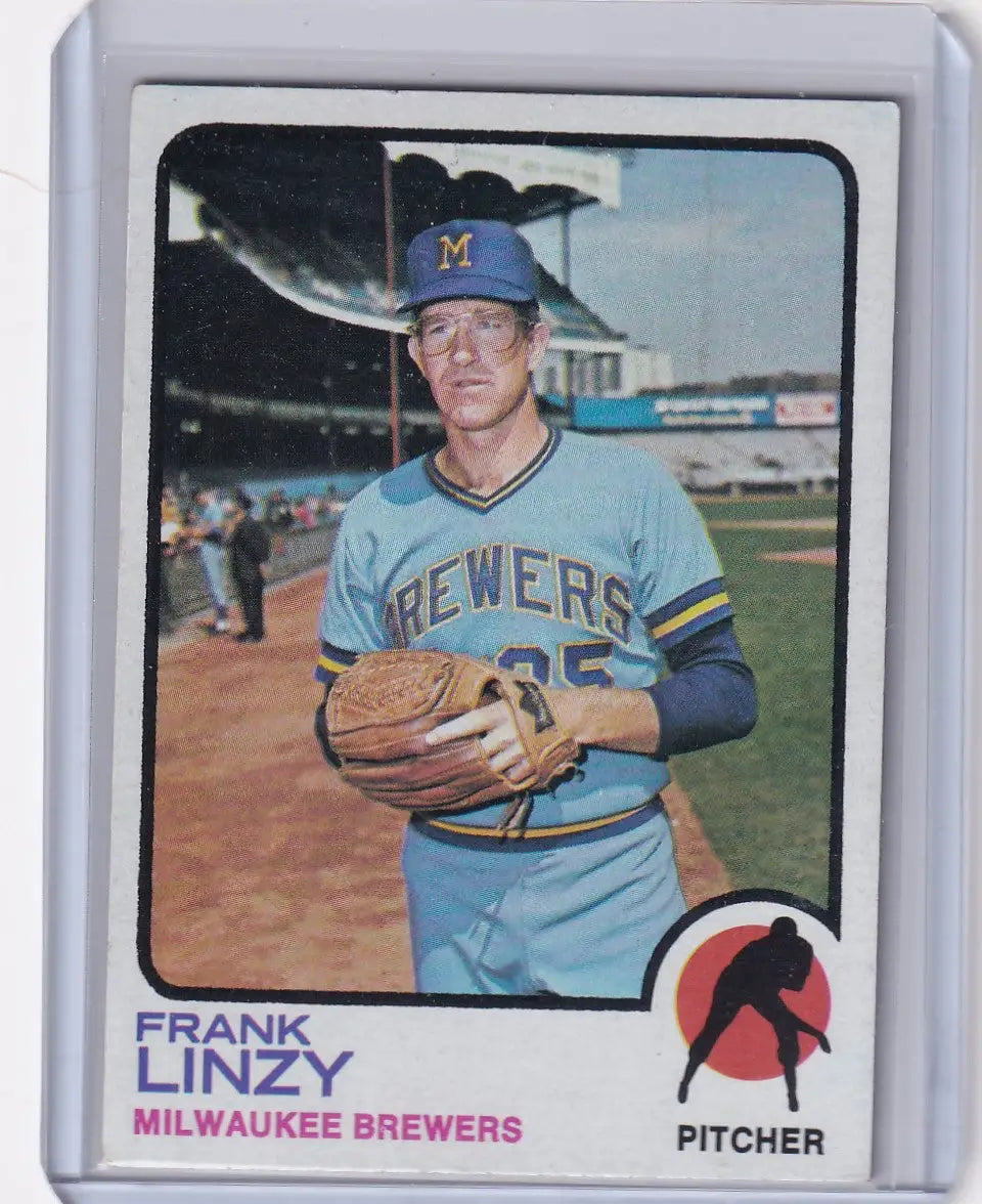1973 Topps Baseball #286 Frank Linzy card featuring Milwaukee Brewers player