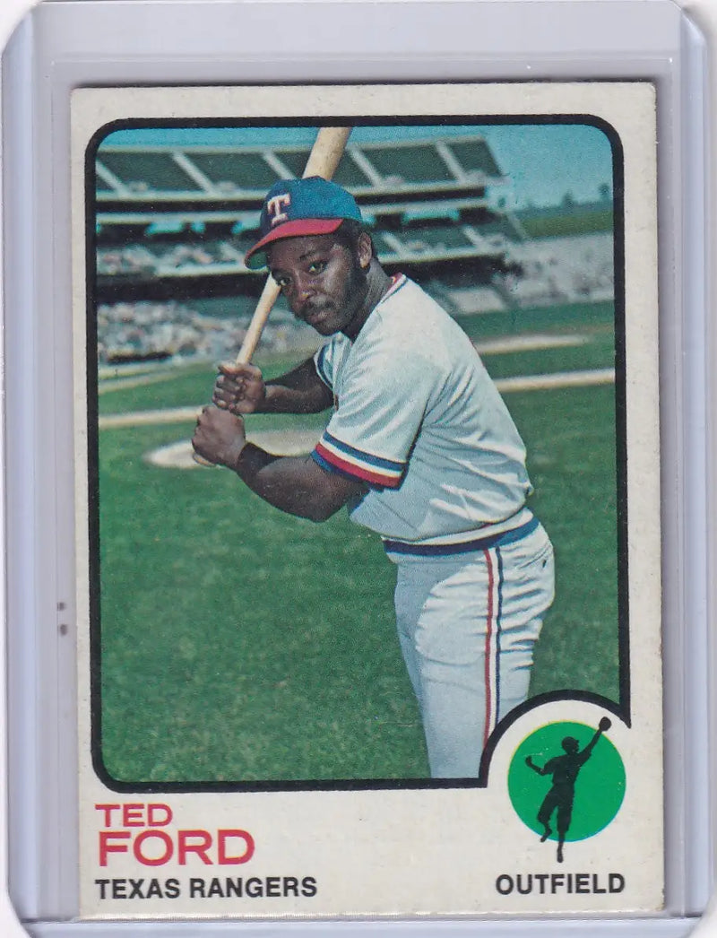 1973 Topps Baseball #299 Ted Ford card featuring the Texas Rangers team design