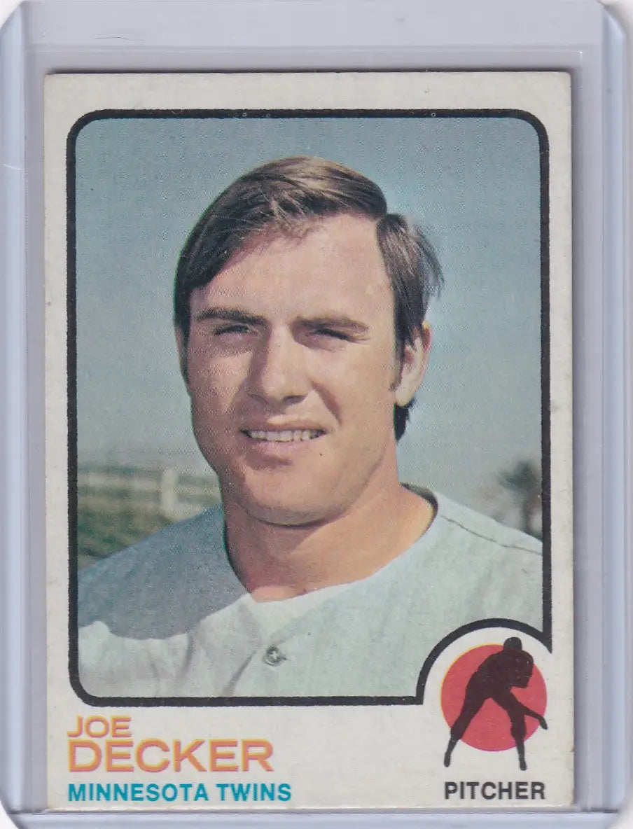Joe Decker 1973 Topps Baseball card featuring Minnesota Twins player