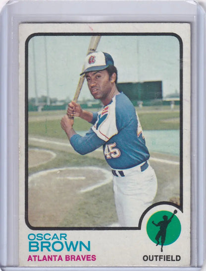 Oscar Brown baseball card from 1973 Topps Baseball featuring Atlanta Braves player