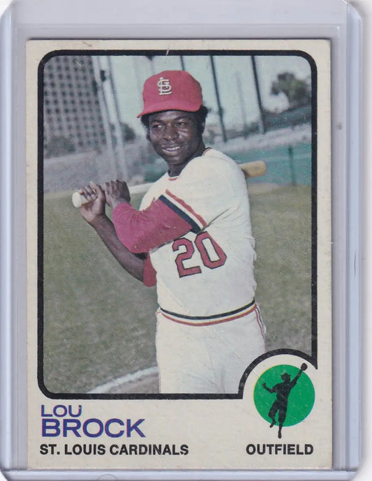 Lou Brock 1973 Topps Baseball card featuring Lou Brock of the St. Louis Cardinals