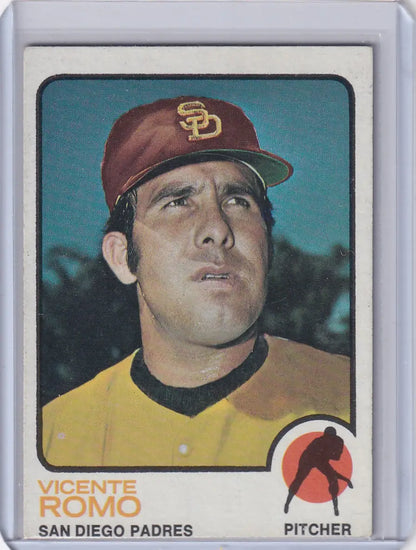 Vintage 1973 Topps Baseball Vicente Romo San Diego Padres collectible card