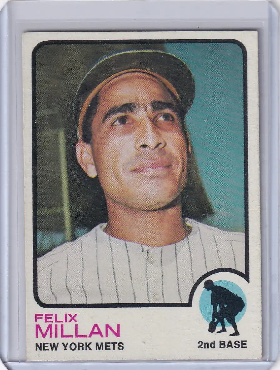 Felix Millan Topps Baseball card featuring New York Mets player from 1973 series