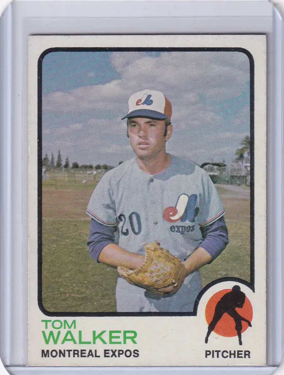 1973 Topps Baseball #41 Tom Walker Montreal Expos Rookie Card displayed for sale