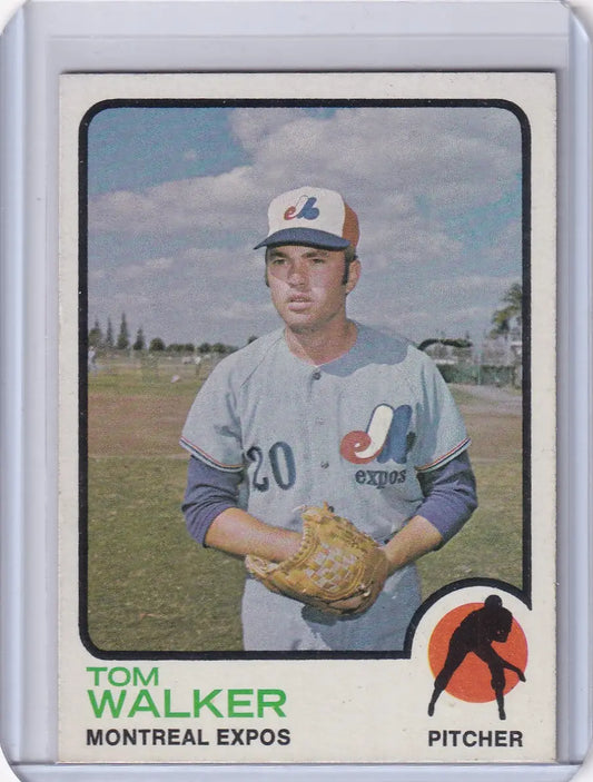 1973 Topps Baseball #41 Tom Walker Montreal Expos Rookie Card displayed for sale