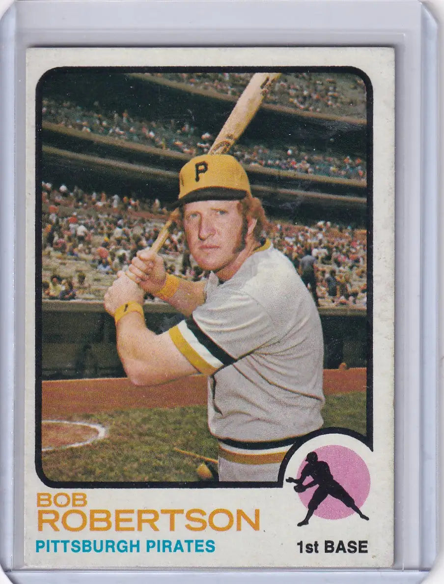 1973 Topps Baseball Bob Robertson card featuring Pittsburgh Pirates player artwork