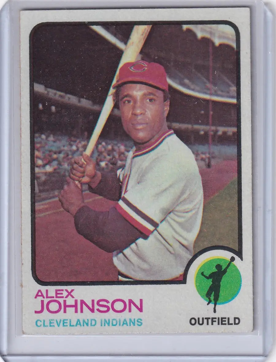 1973 Topps Baseball Alex Johnson Cleveland Indians baseball card showcasing vintage collectible